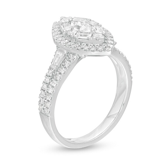 Previously Owned - 1 CT. T.w. Marquise Diamond Frame Engagement Ring in 14K White Gold