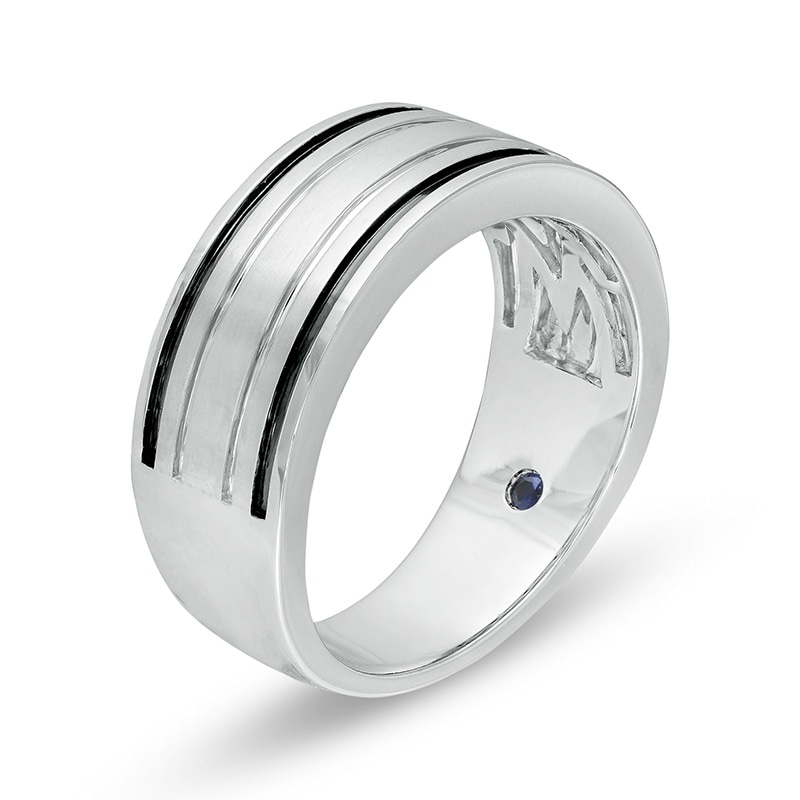 Main Image 2 of Previously Owned - Vera Wang Love Collection Men's Grooved Wedding Band in 14K White Gold