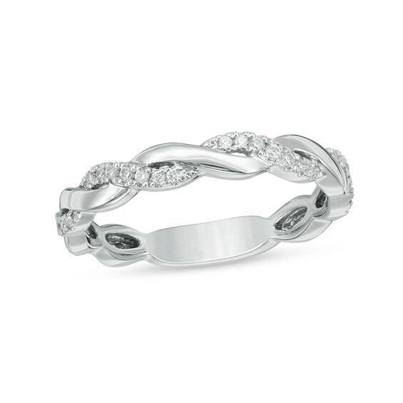 Previously Owned - 1/8 CT. T.w. Diamond Twist Anniversary Band in 14K White Gold