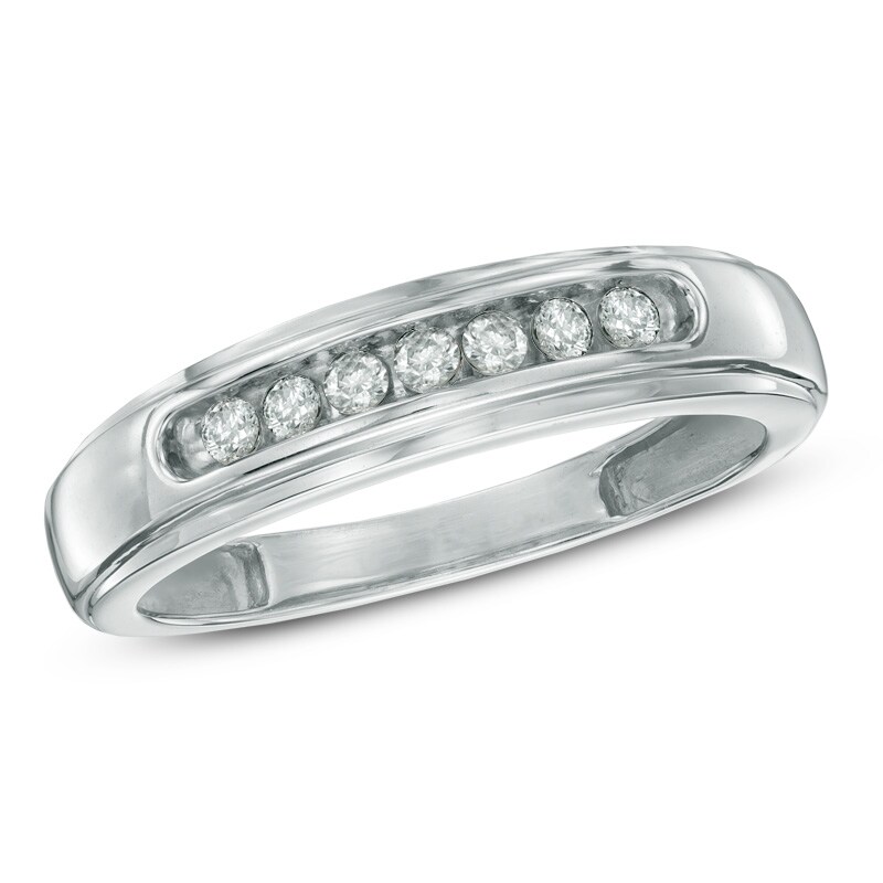 Main Image 1 of Previously Owned - 1/4 CT. T.W. Diamond Comfort Fit Band in 10K White Gold