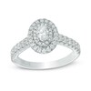 Thumbnail Image 1 of Previously Owned - Vera Wang Love Collection 3/4 CT. T.W. Oval Diamond Double Frame Engagement Ring in 14K White Gold
