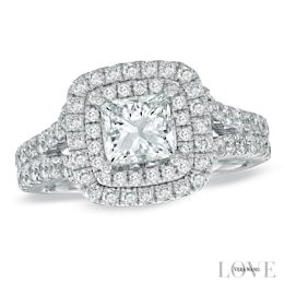 Previously Owned - Vera Wang Love Collection 2-1/5 CT. T.W. Princess-Cut Diamond Frame Engagement Ring in 14K White Gold
