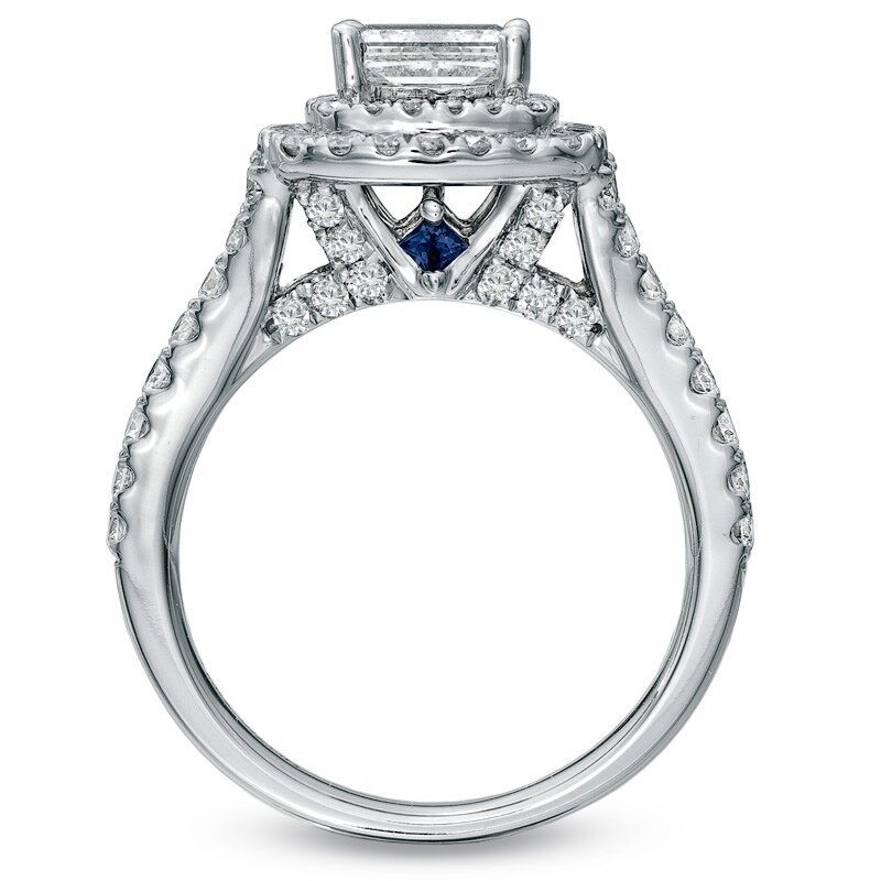 Main Image 2 of Previously Owned - Vera Wang Love Collection 2-1/5 CT. T.W. Princess-Cut Diamond Frame Engagement Ring in 14K White Gold