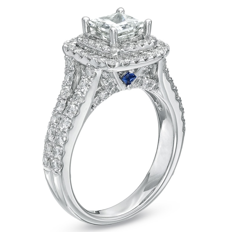 Main Image 3 of Previously Owned - Vera Wang Love Collection 2-1/5 CT. T.W. Princess-Cut Diamond Frame Engagement Ring in 14K White Gold