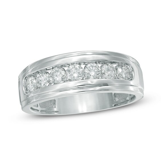 Previously Owned - 3/4 CT. T.w. Diamond Seven Stone Step Edge Anniversary Band in 10K White Gold
