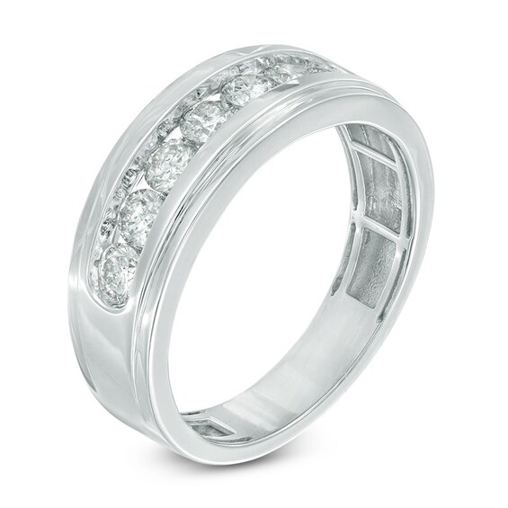 Previously Owned - 3/4 CT. T.w. Diamond Seven Stone Step Edge Anniversary Band in 10K White Gold
