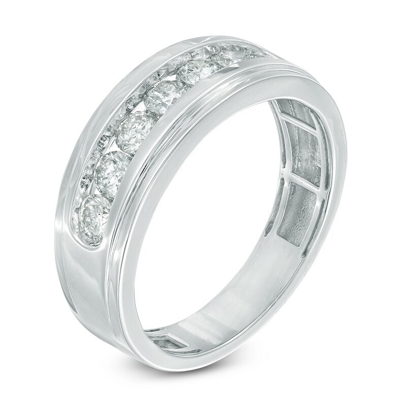 Main Image 2 of Previously Owned - 3/4 CT. T.W. Diamond Seven Stone Step Edge Anniversary Band in 10K White Gold