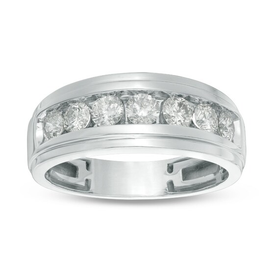 Previously Owned - 1-1/5 CT. T.w. Diamond Seven Stone Wedding Band in 10K White Gold