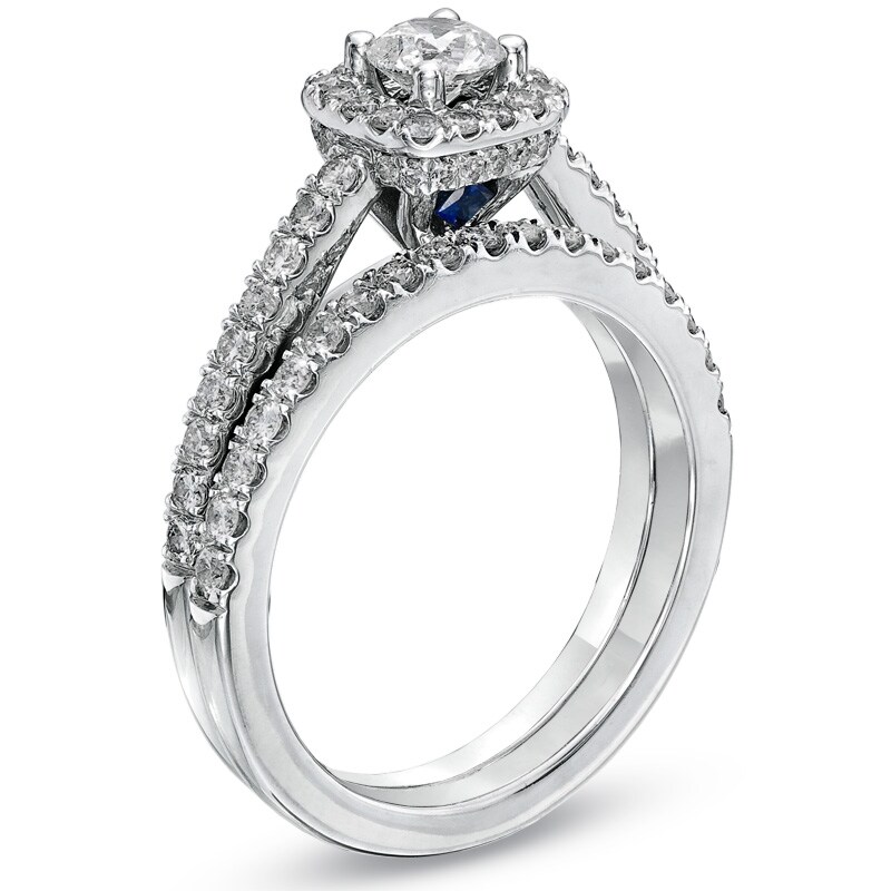 Main Image 3 of Previously Owned - Vera Wang Love Collection 1 CT. T.W. Diamond Frame Bridal Set in 14K White Gold