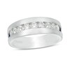 Thumbnail Image 1 of Previously Owned - Vera Wang Men's 1 CT. T.W. Diamond and Sapphire Wedding Band in 14K White Gold