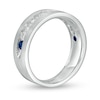 Thumbnail Image 3 of Previously Owned - Vera Wang Men's 1 CT. T.W. Diamond and Sapphire Wedding Band in 14K White Gold