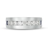 Thumbnail Image 4 of Previously Owned - Vera Wang Men's 1 CT. T.W. Diamond and Sapphire Wedding Band in 14K White Gold