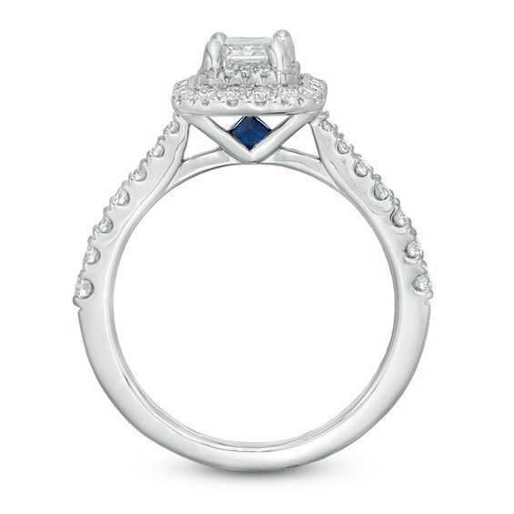 Previously Owned - Vera Wang Love Collection 1-1/3 CT. T.w. Emerald-Cut Diamond Frame Engagement Ring in 14K White Gold
