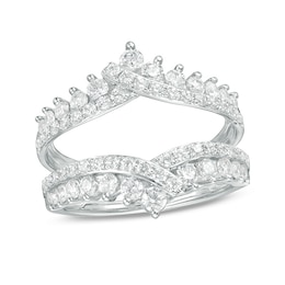 Previously Owned - 1-1/4 CT. T.W. Diamond Bypass Chevron Solitaire Enhancer in 14K White Gold