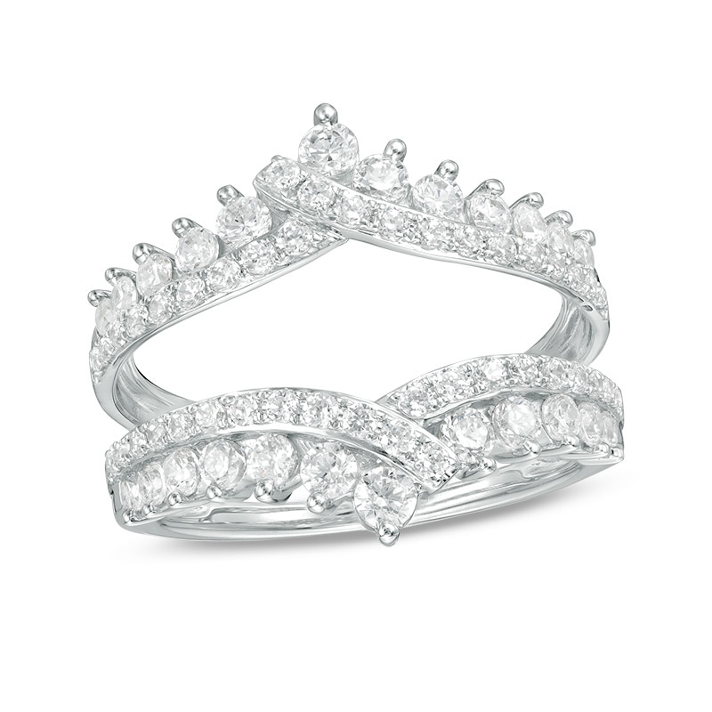 Main Image 1 of Previously Owned - 1-1/4 CT. T.W. Diamond Bypass Chevron Solitaire Enhancer in 14K White Gold