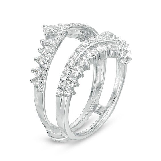 Previously Owned - 1-1/4 CT. T.w. Diamond Bypass Chevron Solitaire Enhancer in 14K White Gold