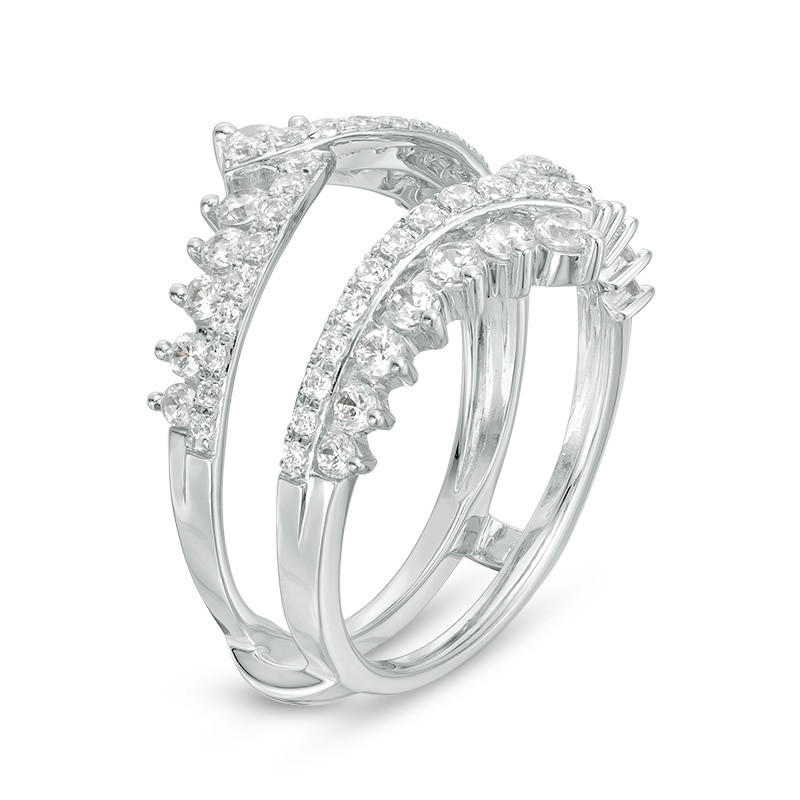 Main Image 2 of Previously Owned - 1-1/4 CT. T.W. Diamond Bypass Chevron Solitaire Enhancer in 14K White Gold