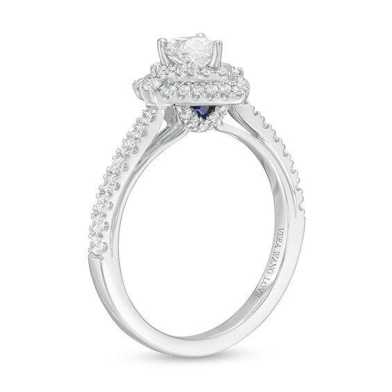 Previously Owned - Vera Wang Love Collection 3/4 CT. T.w. Pear-Shaped Diamond Frame Engagement Ring in 14K White Gold