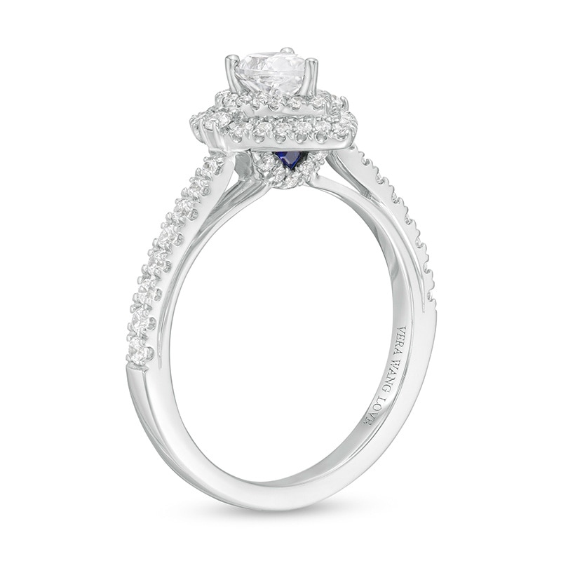 Main Image 3 of Previously Owned - Vera Wang Love Collection 3/4 CT. T.W. Pear-Shaped Diamond Frame Engagement Ring in 14K White Gold