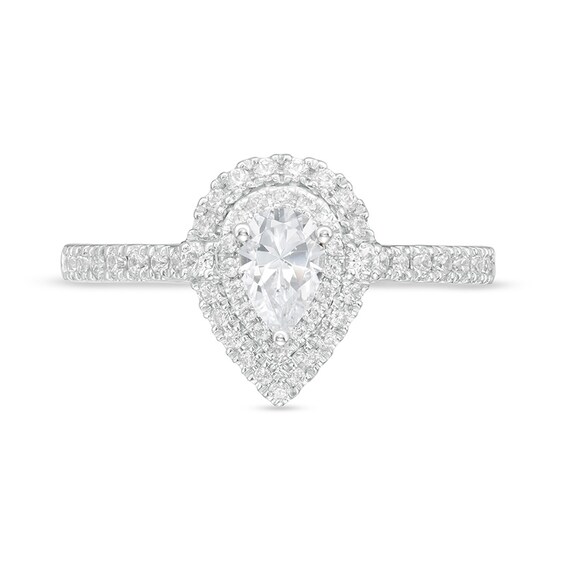 Previously Owned - Vera Wang Love Collection 3/4 CT. T.w. Pear-Shaped Diamond Frame Engagement Ring in 14K White Gold
