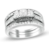 Thumbnail Image 1 of Previously Owned - 1-3/4 CT. T.W. Princess-Cut Diamond Three Piece Bridal Set in 14K White Gold