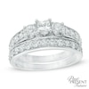 Thumbnail Image 1 of Previously Owned - 1-1/2 CT. T.W. Princess-Cut Diamond Past Present Future® Bridal Set in 14K White Gold