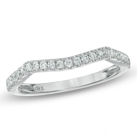 Previously Owned - Vera Wang Love Collection 1/5 CT. T.w. Diamond Slight Contour Wedding Band in 14K White Gold