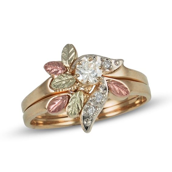 Previously Owned - Black Hills Gold 1/5 CT. T.w. Diamond Leaf Bridal Set