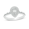 Thumbnail Image 1 of Previously Owned - 1/2 CT. T.W. Pear-Shaped Diamond Double Frame Vintage-Style Engagement Ring in 14K White Gold