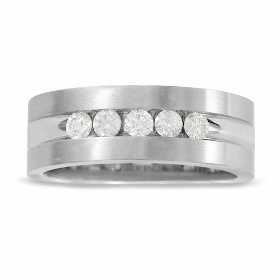 Previously Owned - Men's 1/2 CT. T.w. Diamond Five Stone Band in 14K White Gold