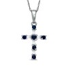 Thumbnail Image 1 of Previously Owned - Blue Sapphire and 1/10 CT. T.W. Baguette Diamond Cross Pendant in 10K White Gold
