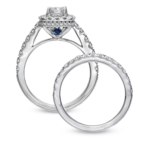 Previously Owned - Vera Wang Love Collection 2 CT. T.w. Princess-Cut Diamond Frame Bridal Set in 14K White Gold