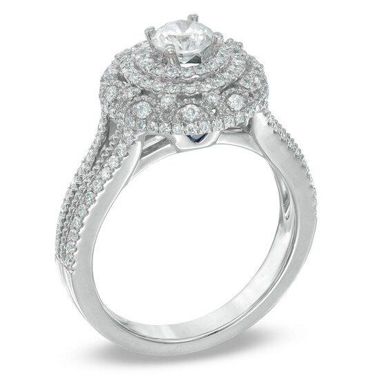 Previously Owned - Vera Wang Love Collection 1 CT. T.w. Diamond Triple Frame Engagement Ring in 14K White Gold
