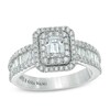Thumbnail Image 1 of Previously Owned - Vera Wang Love Collection 1-1/2 CT. T.W. Emerald-Cut Diamond Frame Engagement Ring in 14K White Gold