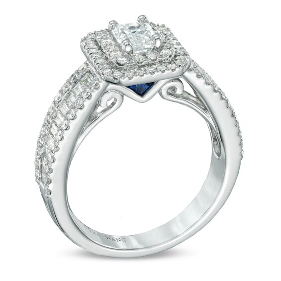 Previously Owned - Vera Wang Love Collection 1-1/2 CT. T.w. Emerald-Cut Diamond Frame Engagement Ring in 14K White Gold