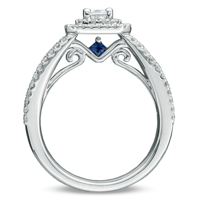 Main Image 3 of Previously Owned - Vera Wang Love Collection 1-1/2 CT. T.W. Emerald-Cut Diamond Frame Engagement Ring in 14K White Gold