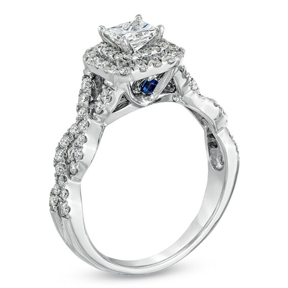 Previously Owned - Vera Wang Love Collection 1 CT. T.w. Princess-Cut Diamond Twist Engagement Ring in 14K White Gold