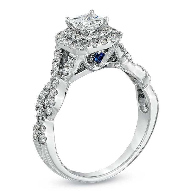 Main Image 2 of Previously Owned - Vera Wang Love Collection 1 CT. T.W. Princess-Cut Diamond Twist Engagement Ring in 14K White Gold
