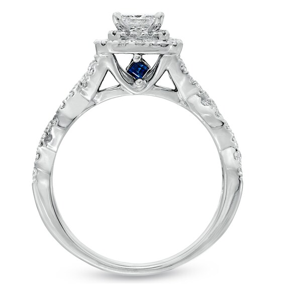 Previously Owned - Vera Wang Love Collection 1 CT. T.w. Princess-Cut Diamond Twist Engagement Ring in 14K White Gold