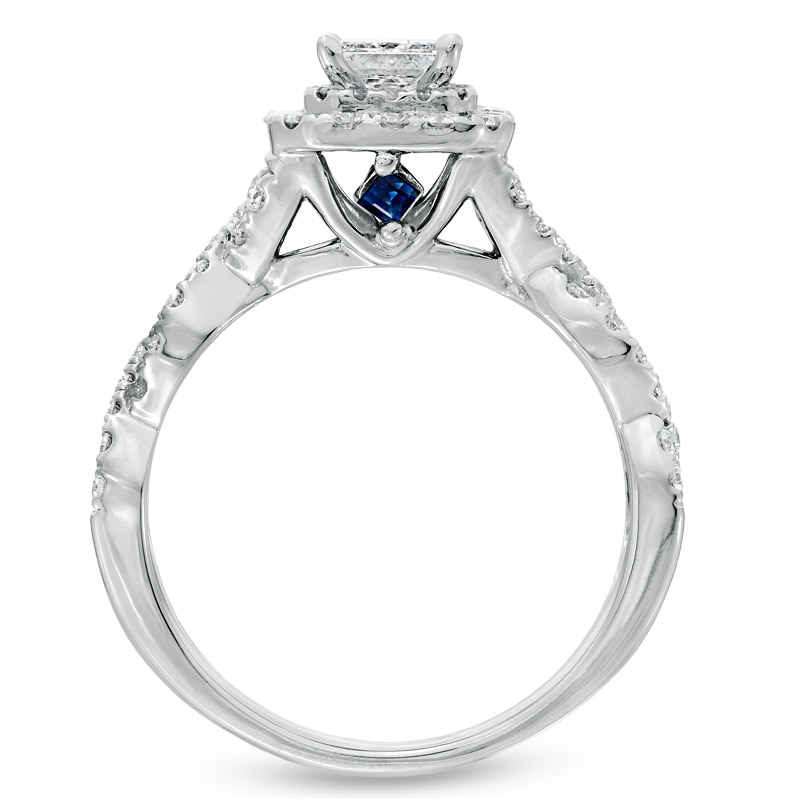 Main Image 3 of Previously Owned - Vera Wang Love Collection 1 CT. T.W. Princess-Cut Diamond Twist Engagement Ring in 14K White Gold
