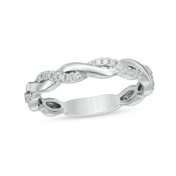 Previously Owned - 1/8 CT. T.w. Diamond Twist Anniversary Band in 14K White Gold