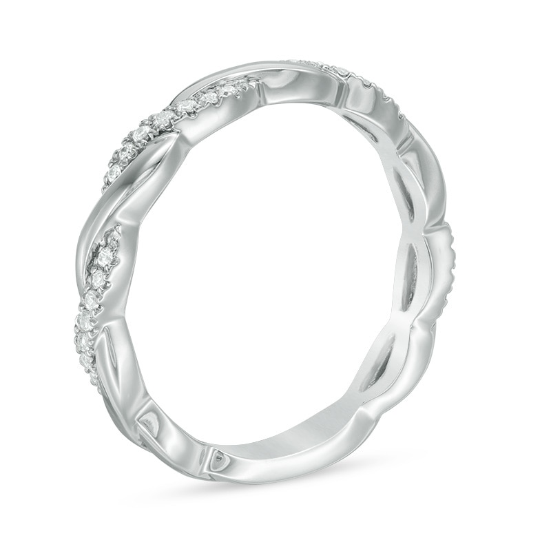 Main Image 2 of Previously Owned - 1/8 CT. T.W. Diamond Twist Anniversary Band in 14K White Gold