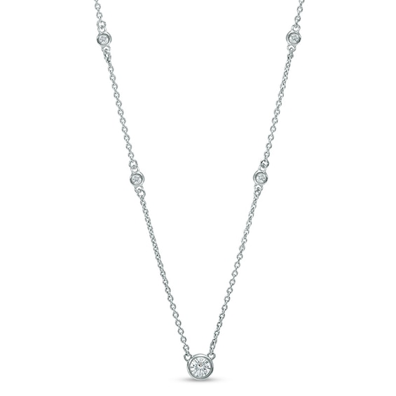 Previously Owned - 1/4 CT. T.w. Diamond Station Necklace in 10K White Gold