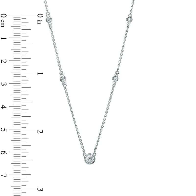 Main Image 2 of Previously Owned - 1/4 CT. T.W. Diamond Station Necklace in 10K White Gold