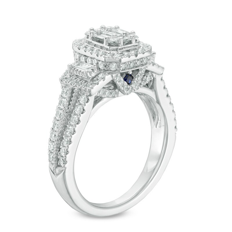 Main Image 2 of Previously Owned - Vera Wang Love Collection 1-1/5 CT. T.W. Diamond Octagonal Frame Engagement Ring in 14K White Gold