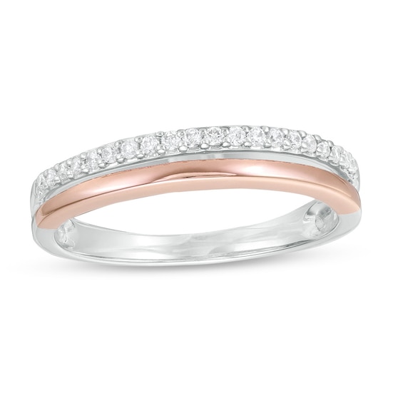 Previously Owned - 1/8 CT. T.w. Diamond Split Shank Anniversary Band in 14K Two-Tone Gold