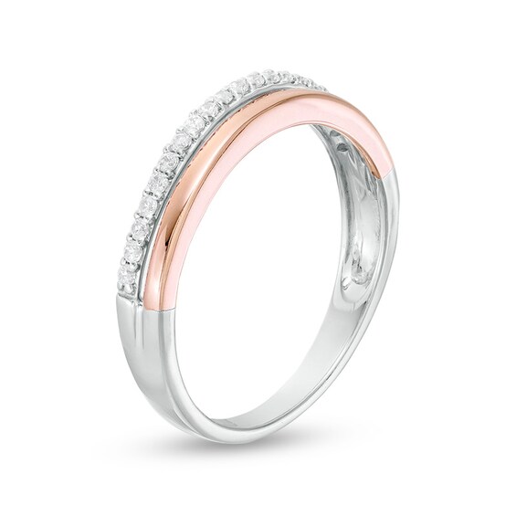 Previously Owned - 1/8 CT. T.w. Diamond Split Shank Anniversary Band in 14K Two-Tone Gold