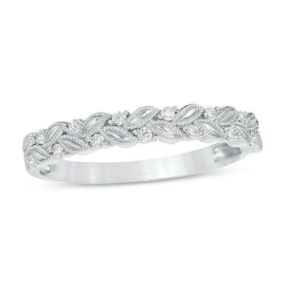 Previously Owned - 1/10 CT. T.w. Diamond Laurel Leaf Stackable Band in 10K White Gold