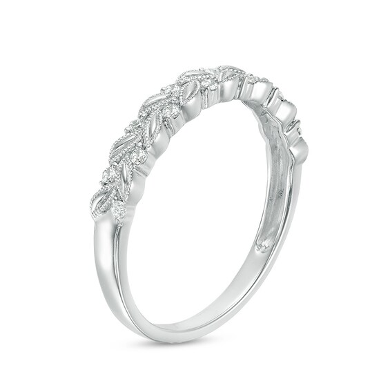 Previously Owned - 1/10 CT. T.w. Diamond Laurel Leaf Stackable Band in 10K White Gold