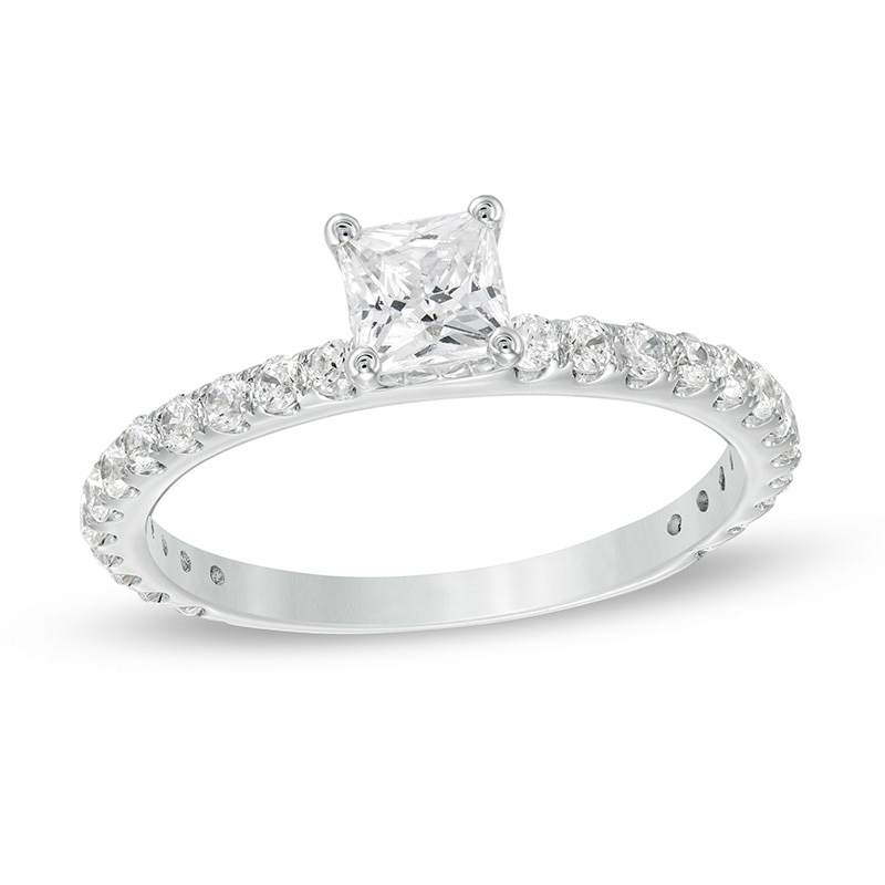 Main Image 1 of Previously Owned - 1 CT. T.W. Princess-Cut Diamond Engagement Ring in 14K White Gold (I/I1)